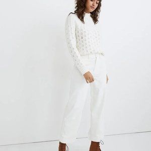 Madewell Emmett Wide-Leg Crop Pants in Corduroy White High Rise Size 27